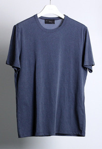 R-neck T-Shirt-Blue Gray-